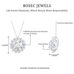 2 Carat Lab Grown Diamond Solitaire Necklace For Women