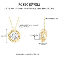 2 Carat Lab Grown Diamond Solitaire Necklace For Women