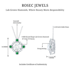 Lab Grown Diamond Bridal Necklace With Emerald
