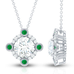 Lab Grown Diamond Bridal Necklace With Emerald