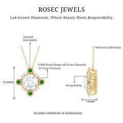 Lab Grown Diamond Bridal Necklace With Emerald