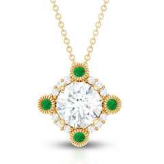 Lab Grown Diamond Bridal Necklace With Emerald
