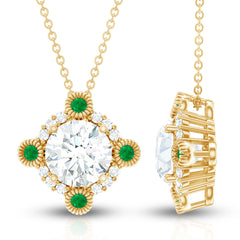 Lab Grown Diamond Bridal Necklace With Emerald