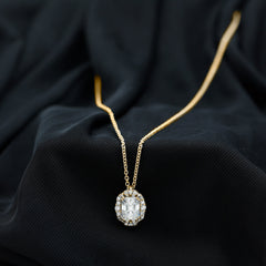 Certified 6X8 MM Emerald Cut Lab Grown Diamond Statement Necklace With Halo