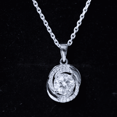 Prong Set 8 MM Round Lab Grown Diamond Swirl Pendant Necklace