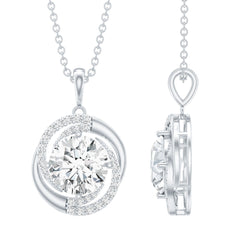 Prong Set 8 MM Round Lab Grown Diamond Swirl Pendant Necklace