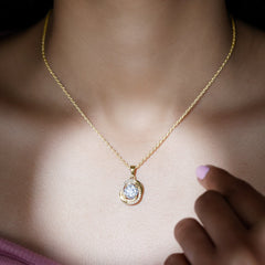 Prong Set 8 MM Round Lab Grown Diamond Swirl Pendant Necklace