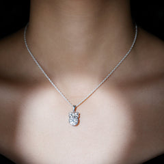 Bezel Set Lab Grown Diamond Solitaire Necklace With Cute Bow