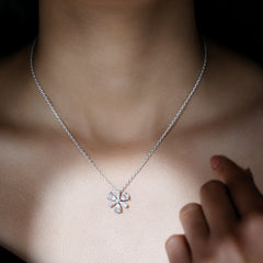 Certified Pear Shape Lab Grown Diamond Flower Pendant Necklace