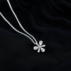 Certified Pear Shape Lab Grown Diamond Flower Pendant Necklace