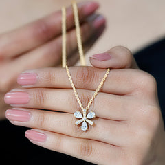 Certified Pear Shape Lab Grown Diamond Flower Pendant Necklace