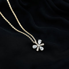 Certified Pear Shape Lab Grown Diamond Flower Pendant Necklace