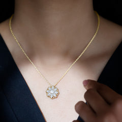 Lab Grown Diamond Statement Flower Necklace