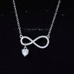 Pave Set Lab Grown Diamond Infinity Heart Charm Necklace
