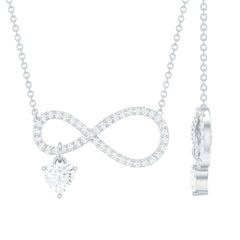 Pave Set Lab Grown Diamond Infinity Heart Charm Necklace