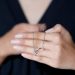 Pave Set Lab Grown Diamond Infinity Heart Charm Necklace