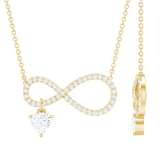 Pave Set Lab Grown Diamond Infinity Heart Charm Necklace