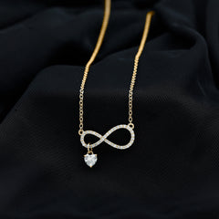 Pave Set Lab Grown Diamond Infinity Heart Charm Necklace