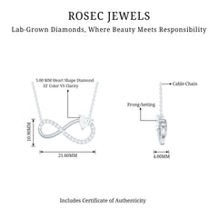 Lab Grown Diamond Infinity Heart Necklace For Women
