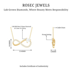 Lab Grown Diamond Infinity Heart Necklace For Women