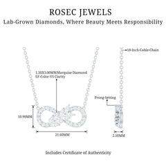 Lab Grown Diamond Infinity Love Knot Necklace For Women