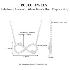 Lab Grown Diamond Infinity Knot Necklace With Cute Heart