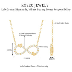 Lab Grown Diamond Infinity Knot Necklace With Cute Heart