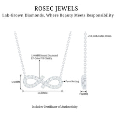 Pave Set Lab Grown Diamond Sideways Infinity Necklace