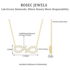 Pave Set Lab Grown Diamond Sideways Infinity Necklace