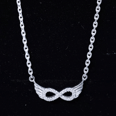 Sideways Pave Set Lab Grown Diamond Angel Wing Necklace