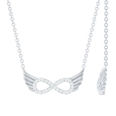 Sideways Pave Set Lab Grown Diamond Angel Wing Necklace