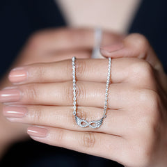 Sideways Pave Set Lab Grown Diamond Angel Wing Necklace