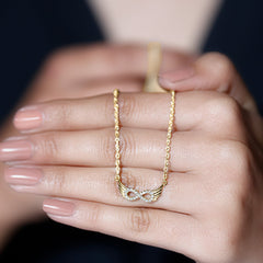 Sideways Pave Set Lab Grown Diamond Angel Wing Necklace