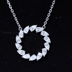 Certified Lab Pear Diamond Eternity Circle Necklace