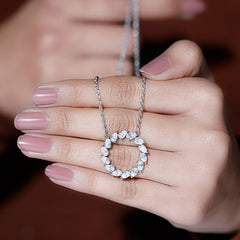 Certified Lab Pear Diamond Eternity Circle Necklace