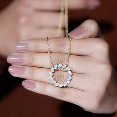 Certified Lab Pear Diamond Eternity Circle Necklace