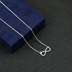 Lab Pave Set Diamond Sideways Infinity Butterfly Necklace