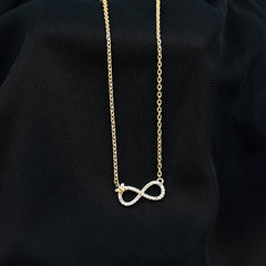 Lab Pave Set Diamond Sideways Infinity Butterfly Necklace