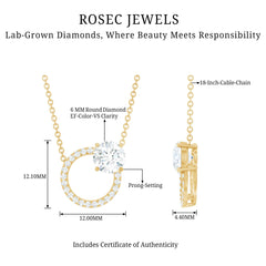 Certified Lab 6 MM Diamond Circle Of Life Necklace
