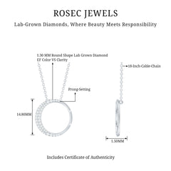 Pave Set Lab Grown Diamond Open Circle Pendant Necklace