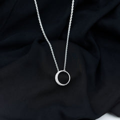 Pave Set Lab Grown Diamond Open Circle Pendant Necklace