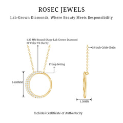 Pave Set Lab Grown Diamond Open Circle Pendant Necklace