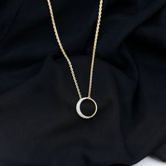 Pave Set Lab Grown Diamond Open Circle Pendant Necklace