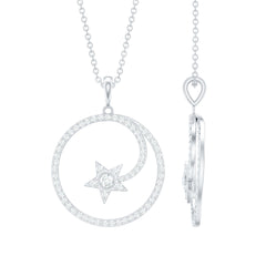 Certified Lab Grown Diamond Open Circle Necklace With Star