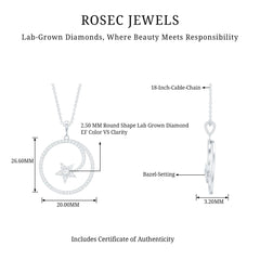 Certified Lab Grown Diamond Open Circle Necklace With Star