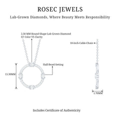 Certified Lab Grown Diamond Half Bezel Set Open Circle Necklace