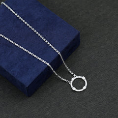 Certified Lab Grown Diamond Half Bezel Set Open Circle Necklace