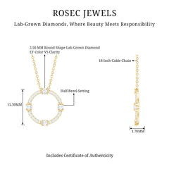 Certified Lab Grown Diamond Half Bezel Set Open Circle Necklace