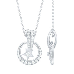 Lab Grown Diamond Star Circle Necklace With Decorated Bail
