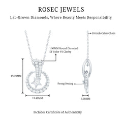 Lab Grown Diamond Star Circle Necklace With Decorated Bail